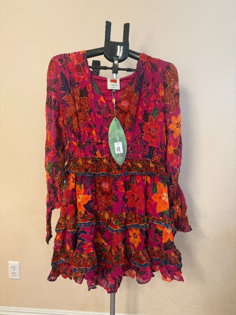 NWT FARM Rio Tropical Tapestry Pink Mini Dress, Size L